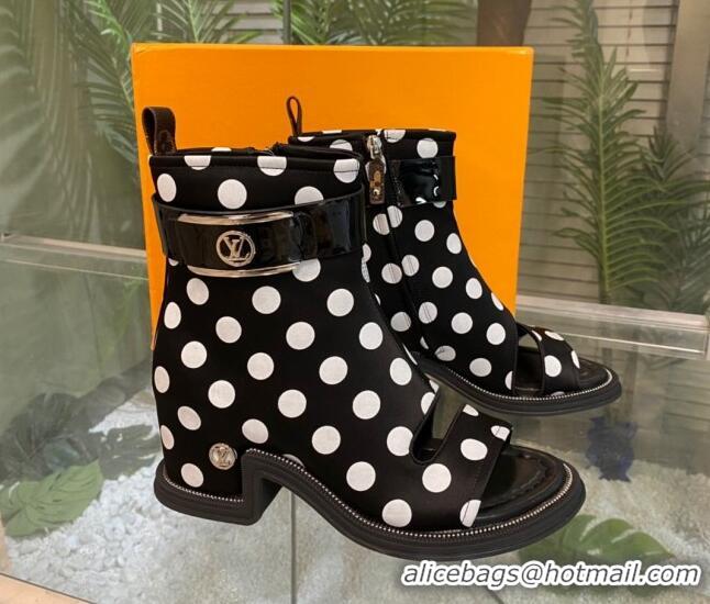 Sumptuous Louis Vuitton Moonlight Ankle Boots in Satin with Polka Dots 1AA0KH Black 1108054