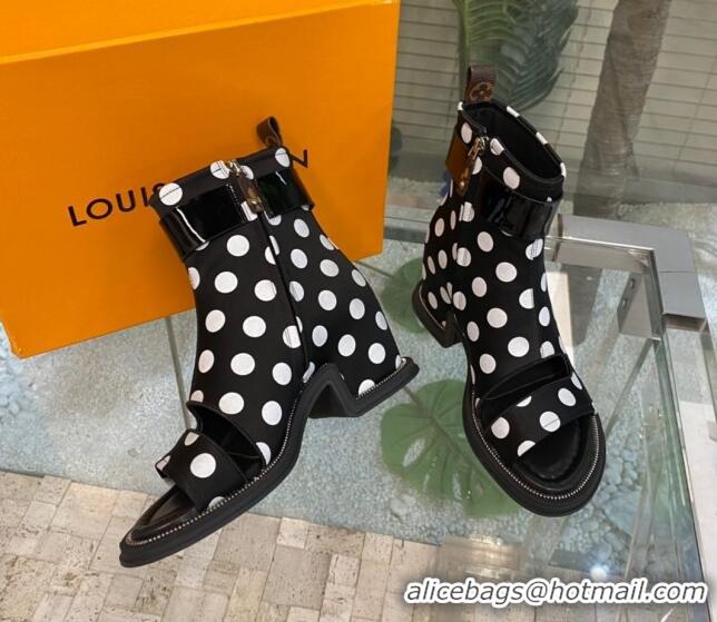 Sumptuous Louis Vuitton Moonlight Ankle Boots in Satin with Polka Dots 1AA0KH Black 1108054