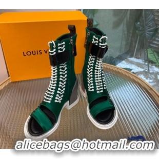 Grade Louis Vuitton Moonlight Half Boots in Green Satin 1AA0MV 1108055