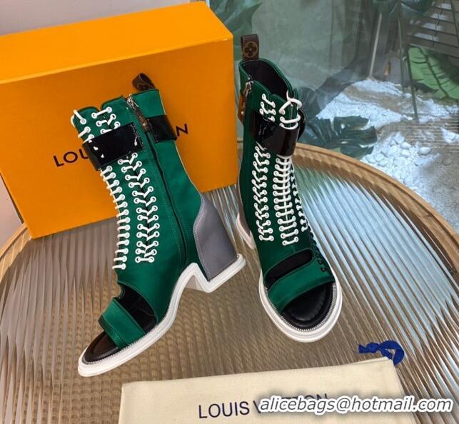 Grade Louis Vuitton Moonlight Half Boots in Green Satin 1AA0MV 1108055