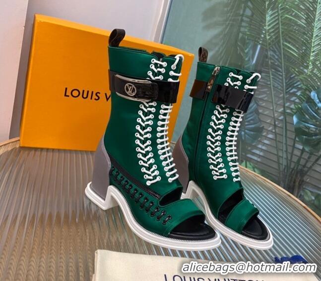 Grade Louis Vuitton Moonlight Half Boots in Green Satin 1AA0MV 1108055