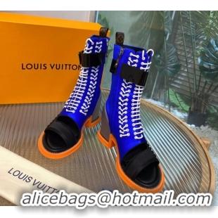 Unique Style Louis Vuitton Moonlight Half Boots in Blue Satin 1AA0MV 1108056