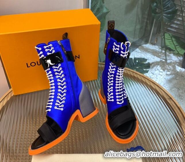 Unique Style Louis Vuitton Moonlight Half Boots in Blue Satin 1AA0MV 1108056