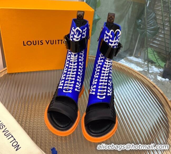 Unique Style Louis Vuitton Moonlight Half Boots in Blue Satin 1AA0MV 1108056