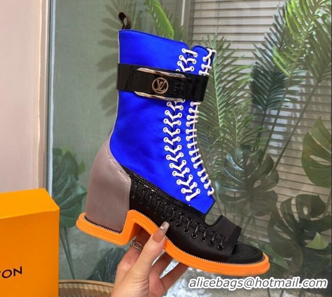 Unique Style Louis Vuitton Moonlight Half Boots in Blue Satin 1AA0MV 1108056