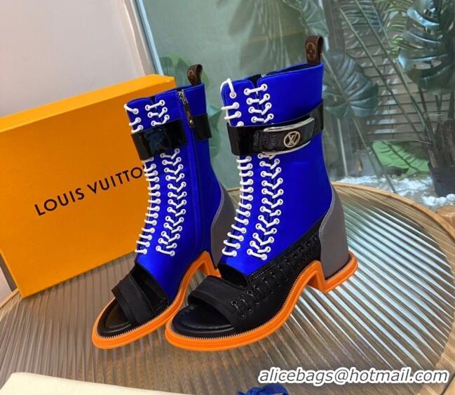 Unique Style Louis Vuitton Moonlight Half Boots in Blue Satin 1AA0MV 1108056