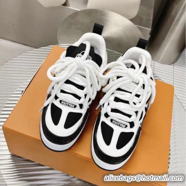 Discount Louis Vuitton Trainer Sneakers in Leather and Mesh White/Black 113045