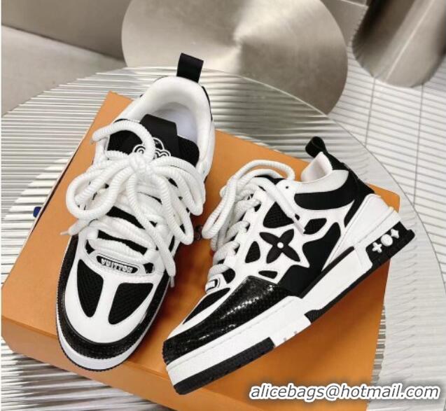 Discount Louis Vuitton Trainer Sneakers in Leather and Mesh White/Black 113045