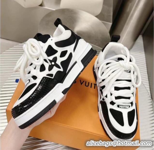 Discount Louis Vuitton Trainer Sneakers in Leather and Mesh White/Black 113045