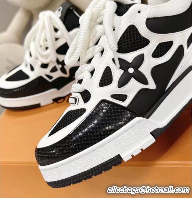 Discount Louis Vuitton Trainer Sneakers in Leather and Mesh White/Black 113045