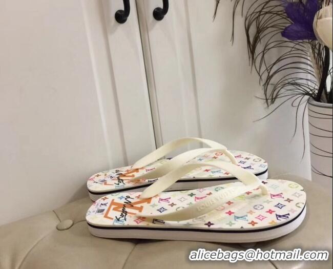 Low Price Louis Vuitton Men's Flat Thong Sandals White 220129