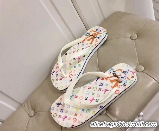 Low Price Louis Vuitton Men's Flat Thong Sandals White 220129