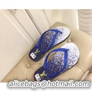 Luxury Louis Vuitton Men's Flat Thong Sandals Blue 220130