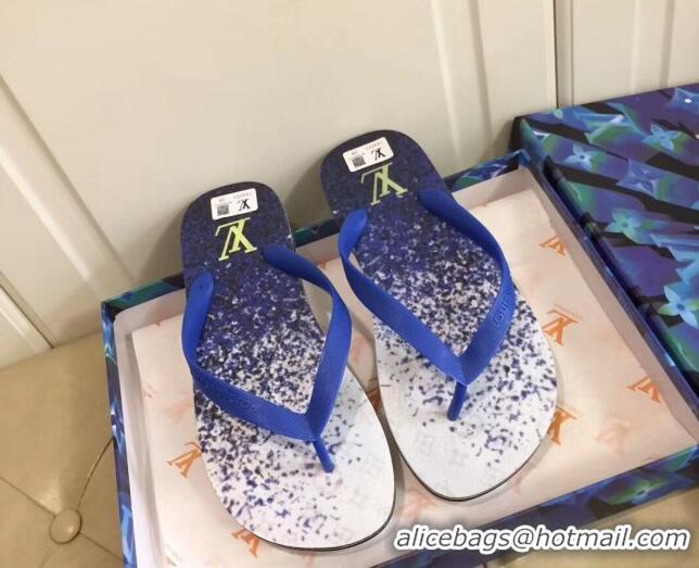 Luxury Louis Vuitton Men's Flat Thong Sandals Blue 220130