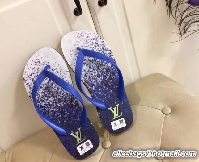 Luxury Louis Vuitton Men's Flat Thong Sandals Blue 220130