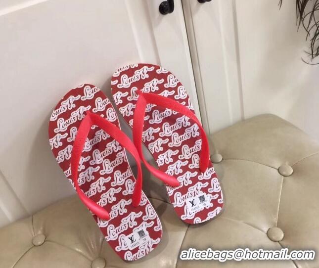 Purchase Louis Vuitton Men's Flat Thong Sandals Red 220132