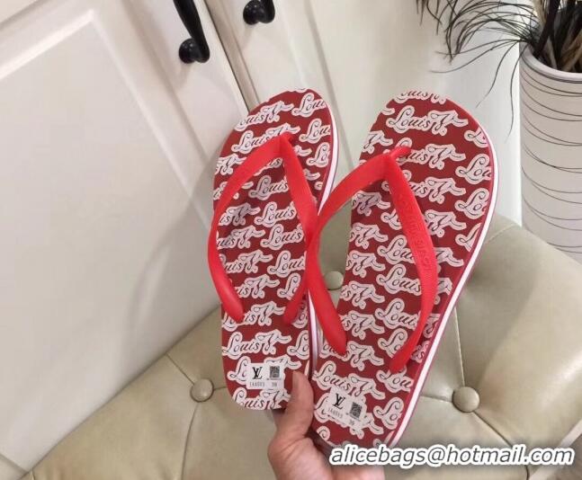 Purchase Louis Vuitton Men's Flat Thong Sandals Red 220132