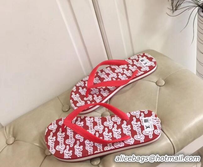 Purchase Louis Vuitton Men's Flat Thong Sandals Red 220132