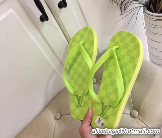 Top Grade Louis Vuitton Men's Flat Thong Sandals Lemon Green 220134