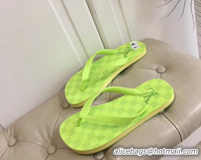 Top Grade Louis Vuitton Men's Flat Thong Sandals Lemon Green 220134