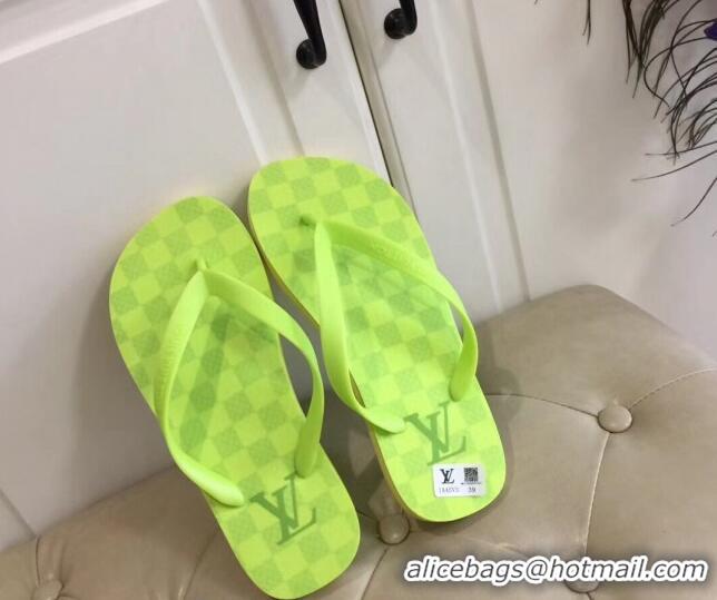 Top Grade Louis Vuitton Men's Flat Thong Sandals Lemon Green 220134