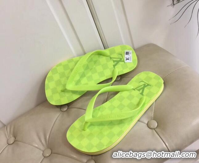 Top Grade Louis Vuitton Men's Flat Thong Sandals Lemon Green 220134