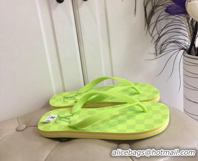 Top Grade Louis Vuitton Men's Flat Thong Sandals Lemon Green 220134