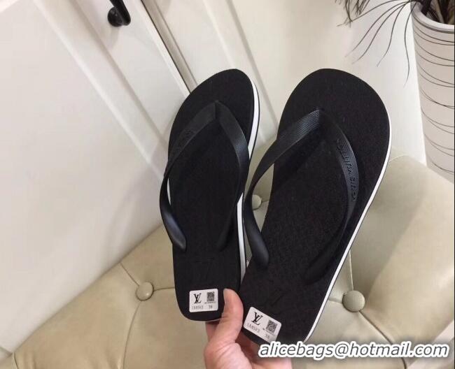 Good Quality Louis Vuitton Men's Flat Thong Sandals Black 220135