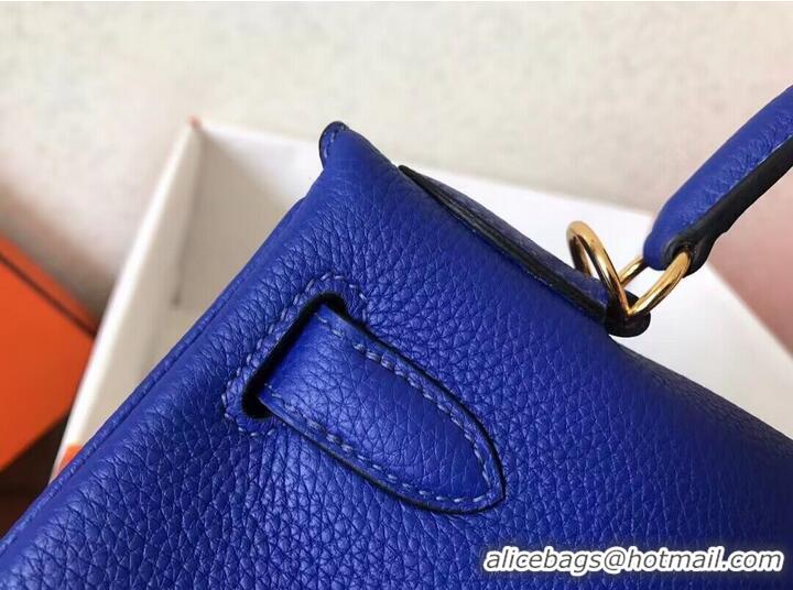 Top Quality Hermes Kelly 25cm Shoulder Bags Togo KL2755 Electrooptic blue&gold