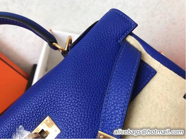 Top Quality Hermes Kelly 25cm Shoulder Bags Togo KL2755 Electrooptic blue&gold