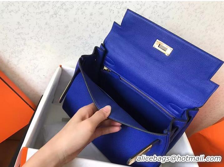 Top Quality Hermes Kelly 25cm Shoulder Bags Togo KL2755 Electrooptic blue&gold