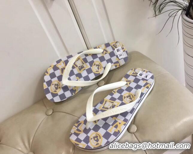 Good Looking Louis Vuitton Men's Flat Thong Sandals Damier Ebene 220136