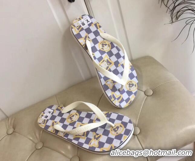 Good Looking Louis Vuitton Men's Flat Thong Sandals Damier Ebene 220136