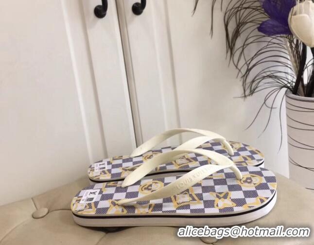 Good Looking Louis Vuitton Men's Flat Thong Sandals Damier Ebene 220136