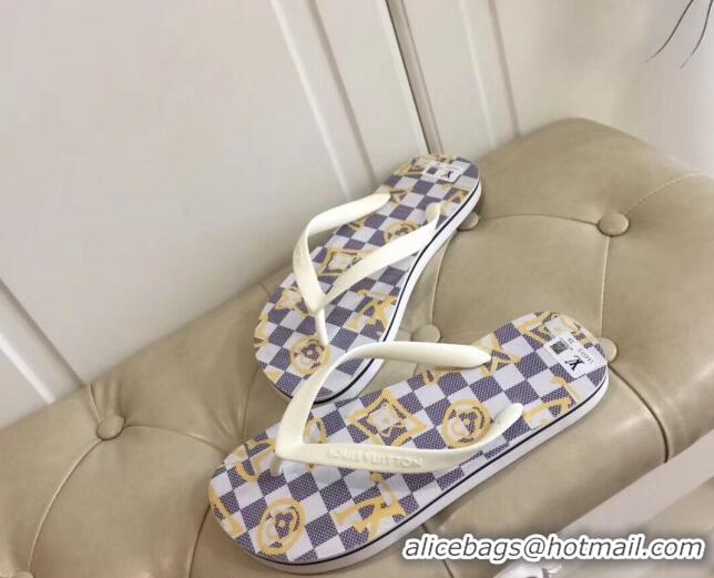 Good Looking Louis Vuitton Men's Flat Thong Sandals Damier Ebene 220136