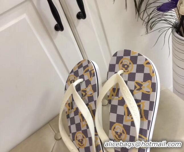 Good Looking Louis Vuitton Men's Flat Thong Sandals Damier Ebene 220136