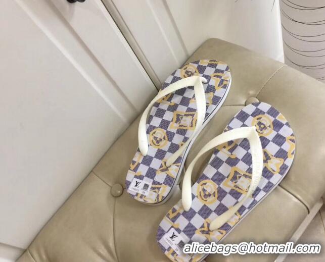 Good Looking Louis Vuitton Men's Flat Thong Sandals Damier Ebene 220136