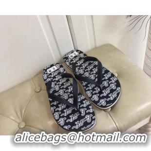 Unique Style Louis Vuitton Men's Flat Thong Sandals Black/White 220141