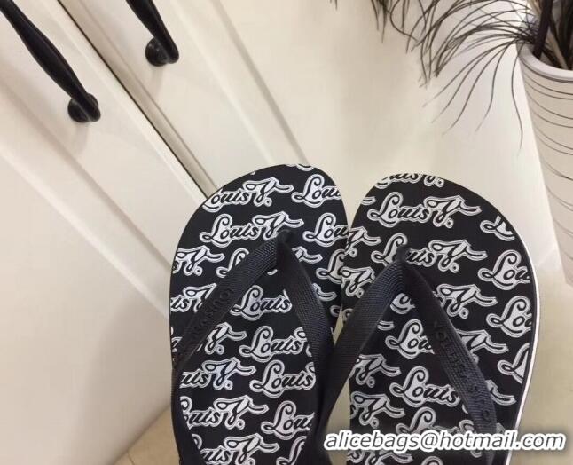 Unique Style Louis Vuitton Men's Flat Thong Sandals Black/White 220141