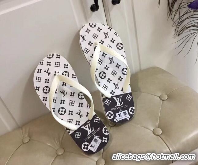 Durable Louis Vuitton Men's Flat Thong Sandals White 220147