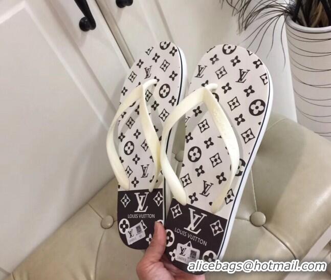 Durable Louis Vuitton Men's Flat Thong Sandals White 220147