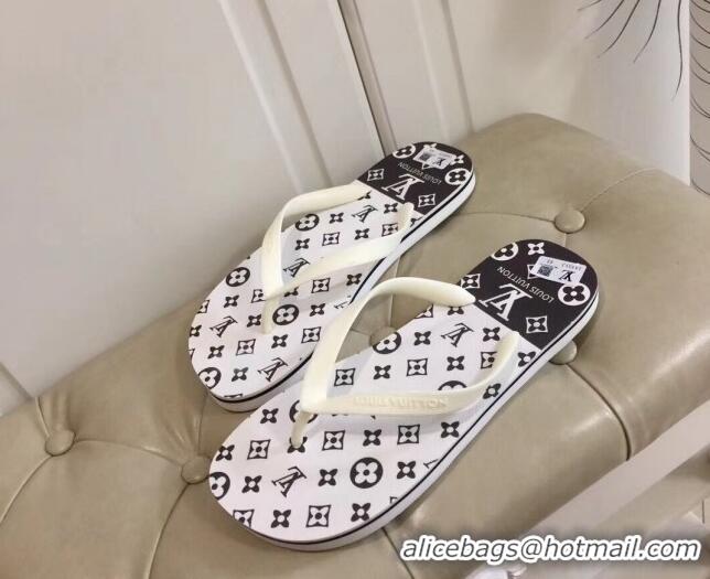 Durable Louis Vuitton Men's Flat Thong Sandals White 220147