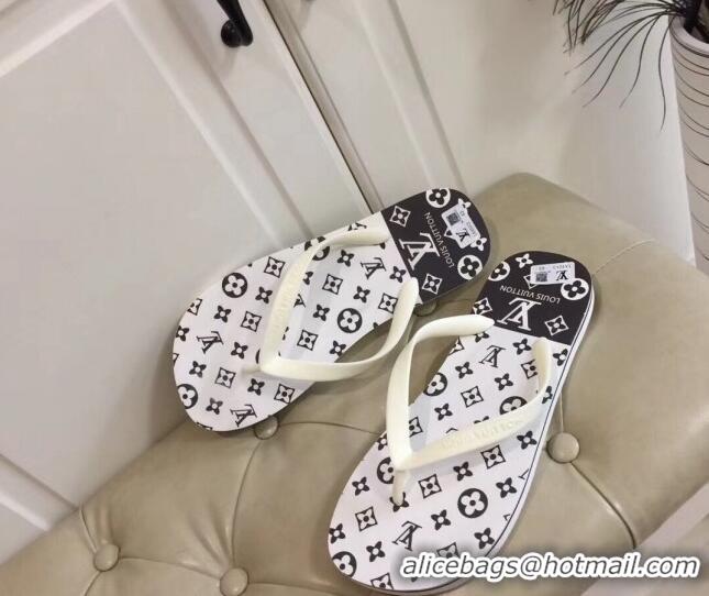 Durable Louis Vuitton Men's Flat Thong Sandals White 220147