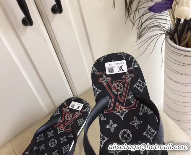 Best Price Louis Vuitton Men's Flat Thong Sandals Black 220148