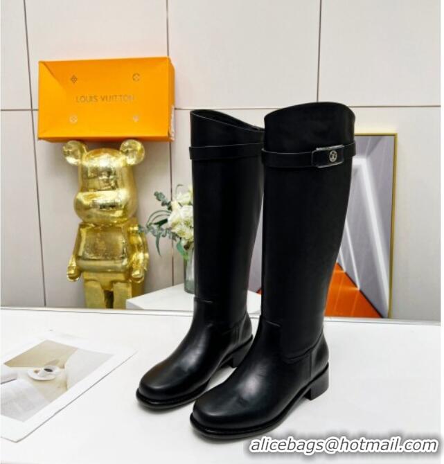 Discount Louis Vuitton Westside Calf Leather High Boots Black 220149