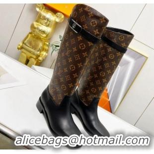 Charming Louis Vuitton Westside High Boots in Monogram Canvas and Black Leather 220150