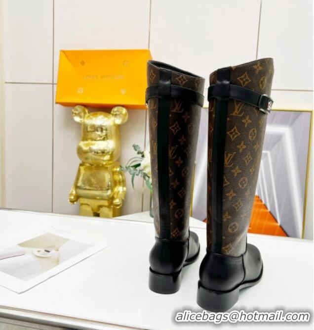 Charming Louis Vuitton Westside High Boots in Monogram Canvas and Black Leather 220150