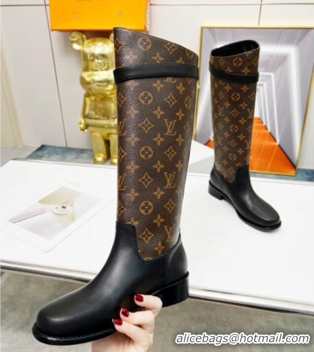 Charming Louis Vuitton Westside High Boots in Monogram Canvas and Black Leather 220150