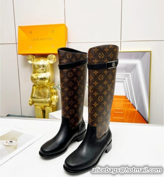 Charming Louis Vuitton Westside High Boots in Monogram Canvas and Black Leather 220150