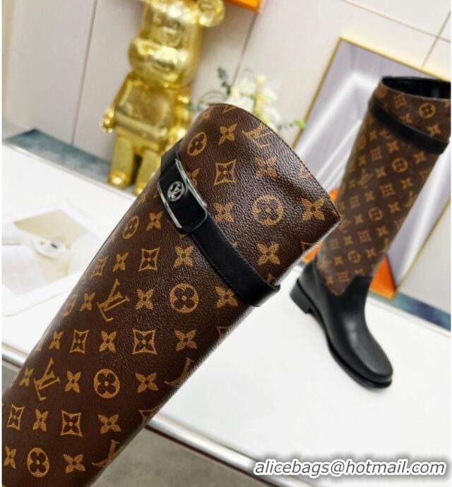 Charming Louis Vuitton Westside High Boots in Monogram Canvas and Black Leather 220150